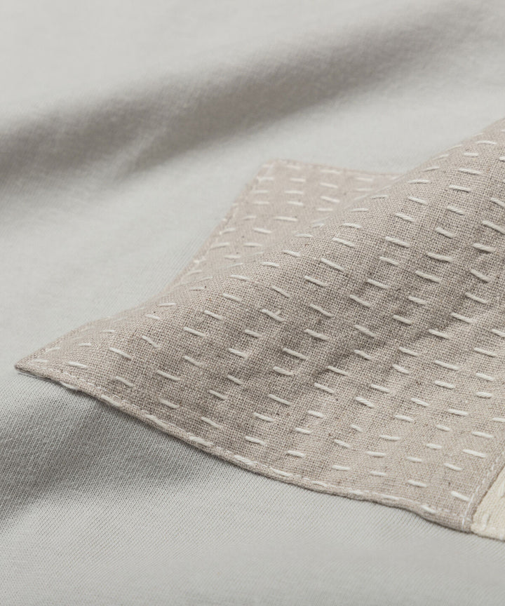 SASHIKO FABRIC フロント ロングTEE GRY