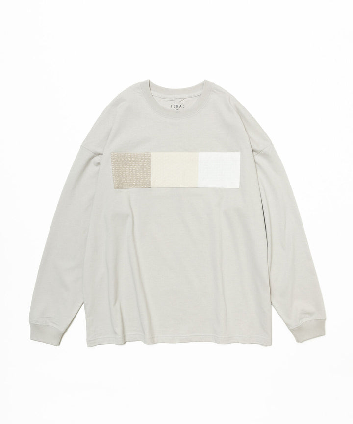 SASHIKO FABRIC フロント ロングTEE GRY
