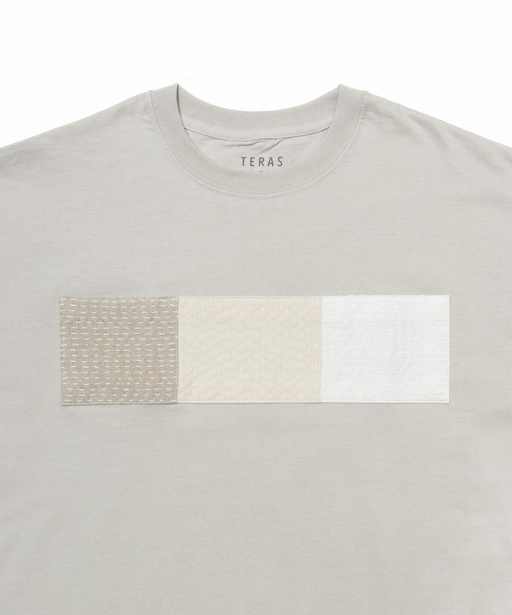 SASHIKO FABRIC フロント ロングTEE GRY