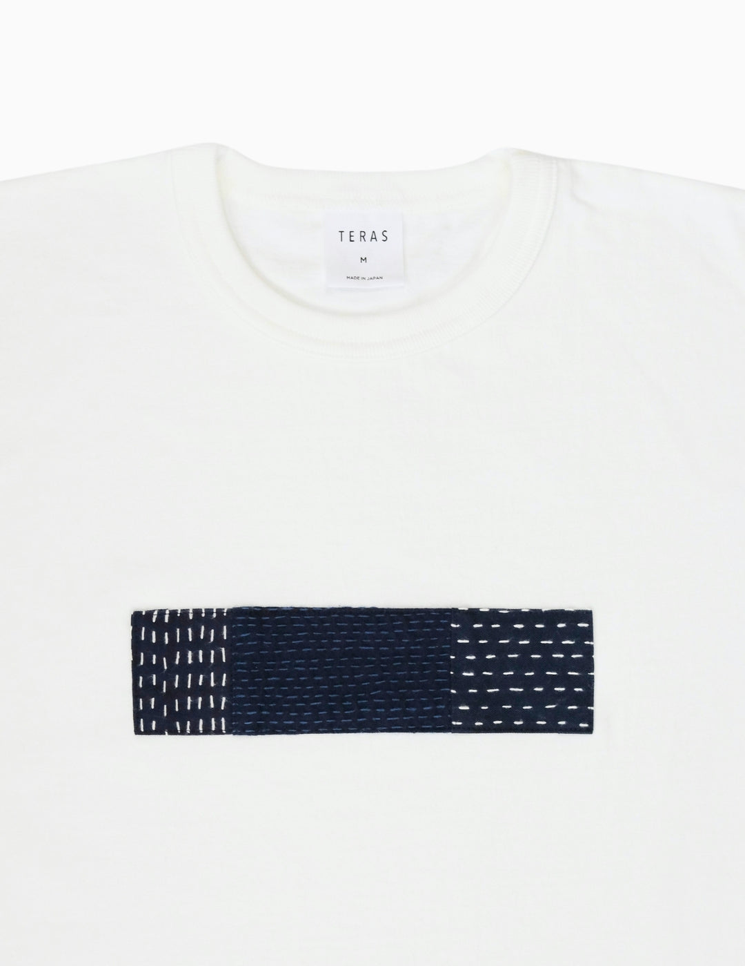 SASHIKO FABRIC front long TEE GRY